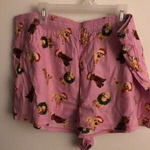 Pink Victoria’s Secret Christmas doggies pajama shorts XL